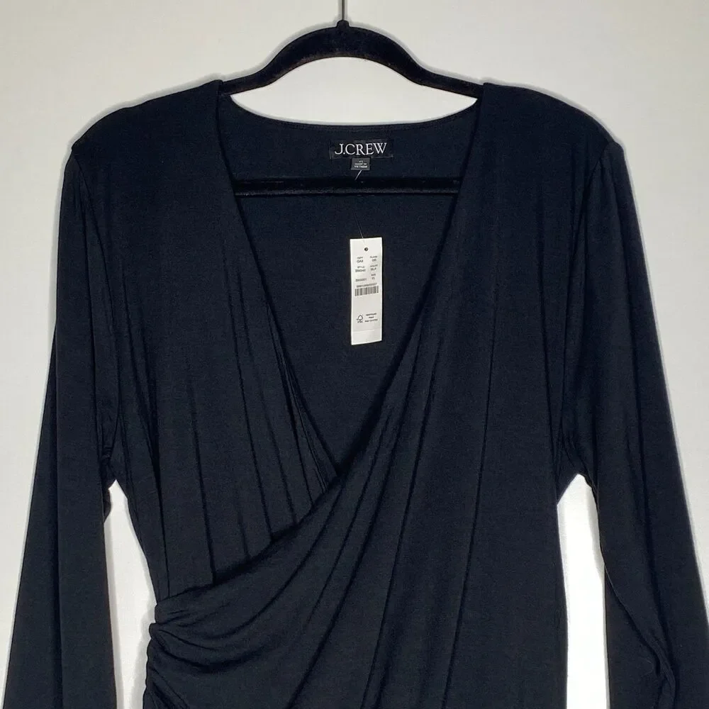 New J. Crew FormKnit Long Sleeve Plaid Tie Wrap Top Women's Size XL